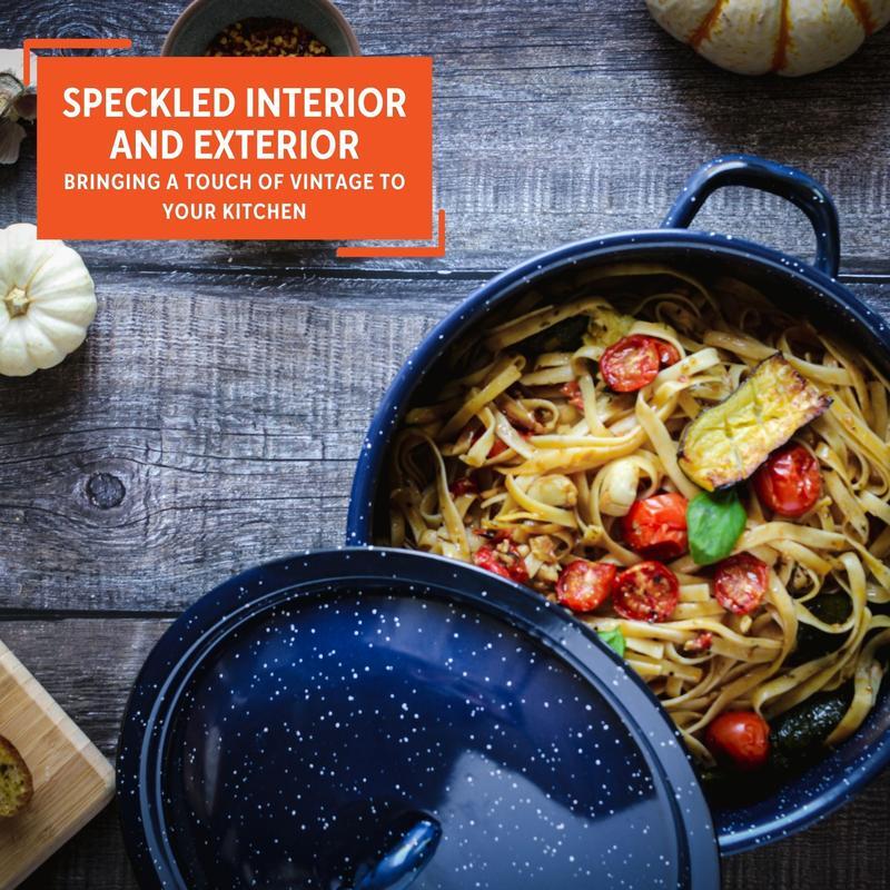 6 Quart Enamel Stock Pot Lightweight Versatile Durable For Soups Stews