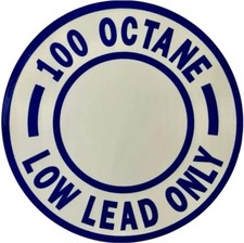 2 Ea. 100 Octane Low Lead Aviation Fuel Decals 3-38 Diameter Dec-0171-2