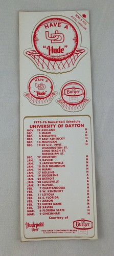 CBK 1975-76 Dayton University Basketball Sticker Schedule
