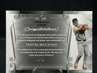 TRAVIS BAZZANA 2023 LEAF TRINITY BUTTON PATCH AUTO RC ROOKIE /7 #1 