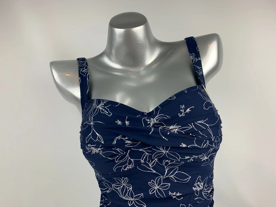 Traje de baño Nip Tuck 6 piezas floral azul marino plateado adelgazante NUEVO Foto 4 de 4