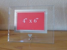 Glass picture frame,4" X 6" clear w mirror border  heart, Valentine's Day gift