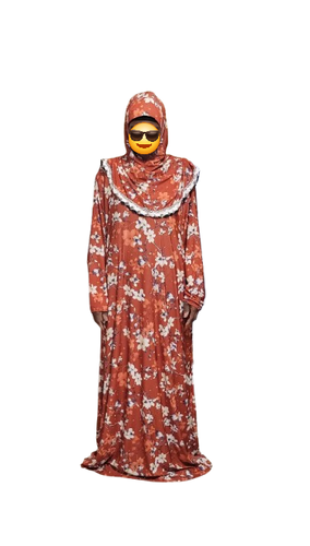Women abaya muslim dress islamic Robe Prayer For Ramadan Hijabs Size 6XL Orange