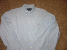 POLO Ralph Lauren blue multi stripe cotton long sleeve button front shirt Large