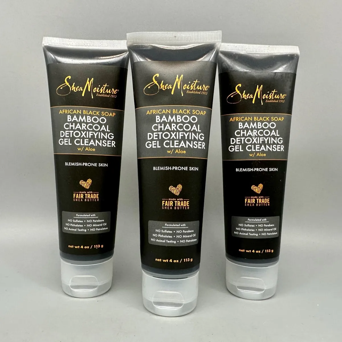 samling Peck Auto Shea moisture AFRICAN BLACK SOAP BAMBOO CHARCOAL DETOXIFYING GEL CLEANSER  3PK | eBay