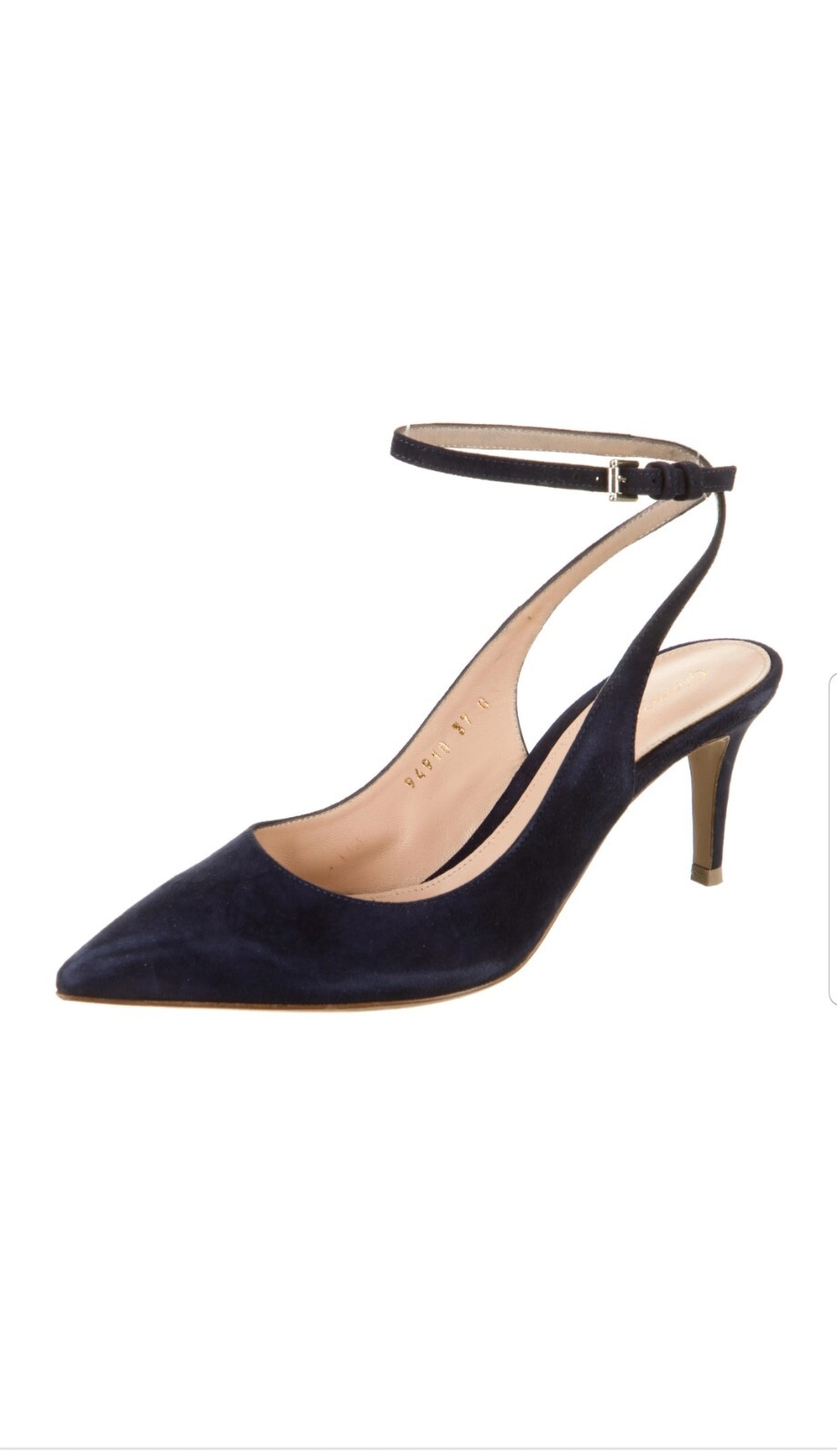 GIANVITO ROSSI Navy Suede Slingback Pumps Size 7 IT… Gem