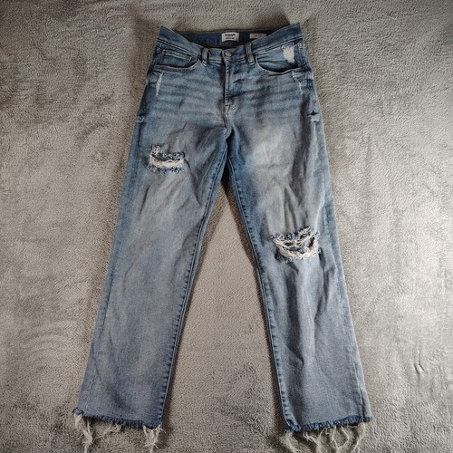 Kensie Jeans Vintage Luxe Women's 6/28 The Slim Light Blue Distressed Frayed Hem