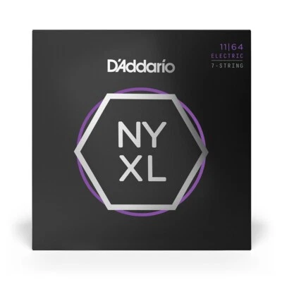 D'Addario NYXL1164 Nickel Wound 7-String Guitare Électrique Fils, Medium, 11-64 - Photo 1/3
