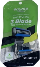 Equate The Stylish 3 Blade Disposable Razors for Men Double-coated Blade 3 Count