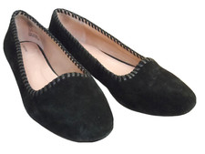 Lands'End Black Suede Leather Comfort Flats Shoes Sz 6M