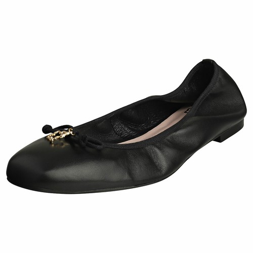 Ted Baker Womens Black Baylay Bow Leather Ballet Pumps 8