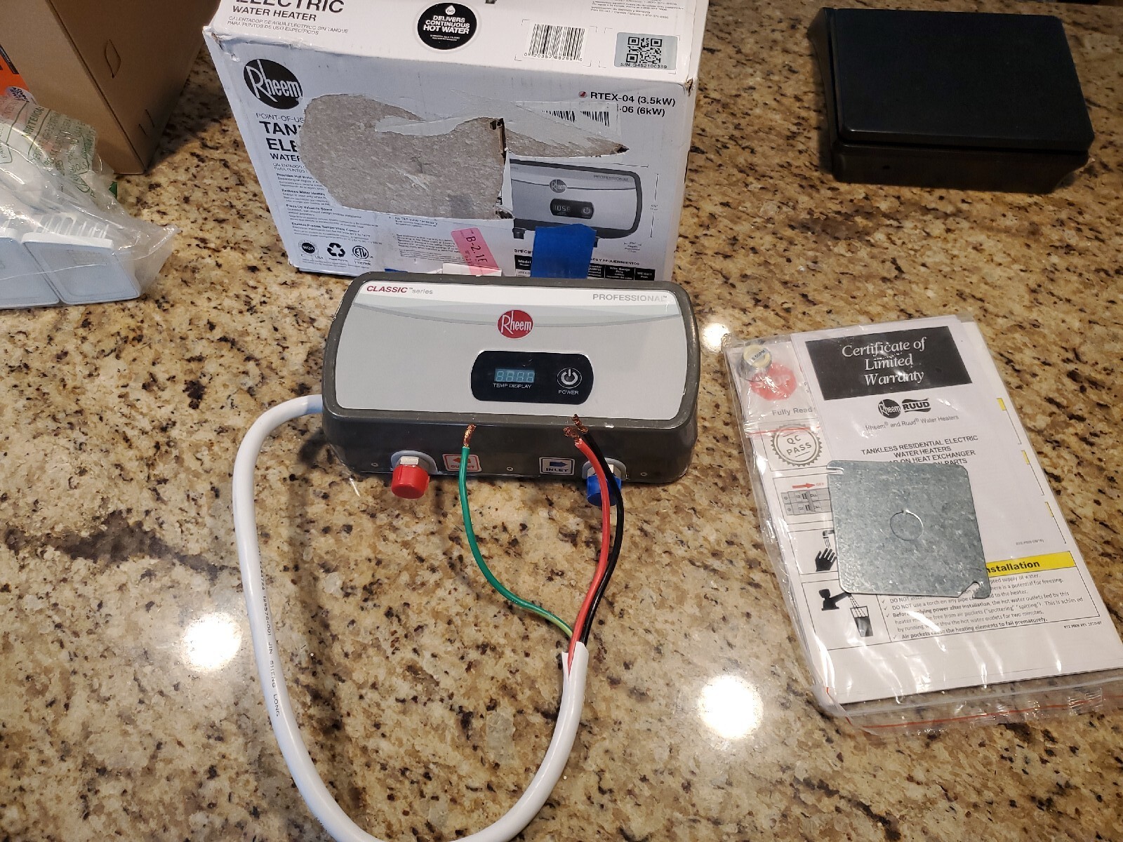 Rheem RTEX04 Performance 3.5 kW Tankless Electric Water Heater *USED  20352682990 | eBay