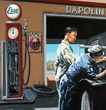 Zapfs&auml;ule Dapolin Esso Essolub Dapol Oldtimer Wanderer Kunstdruck Volker Welz AK