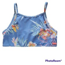Roxy Girls NWOT Make Waves, Move Mountains Blue Floral Bralette Bikini Top 8-10