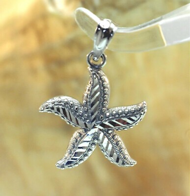 15MM MASSIVER 14K WEISSGOLD DIAMANTSCHLIFF DC HAWAIIANISCHER SEESTERN CHARM ANHÄNGER