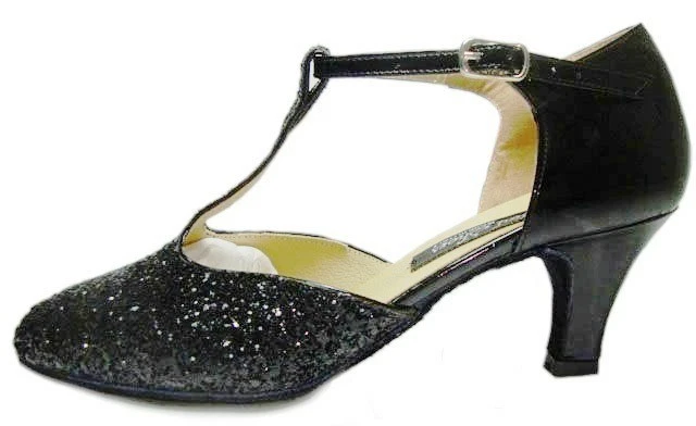 Mondial Shoes 01 Chaussures De Danse Femme Talon 60 / R Noir Basses Poli  Strass