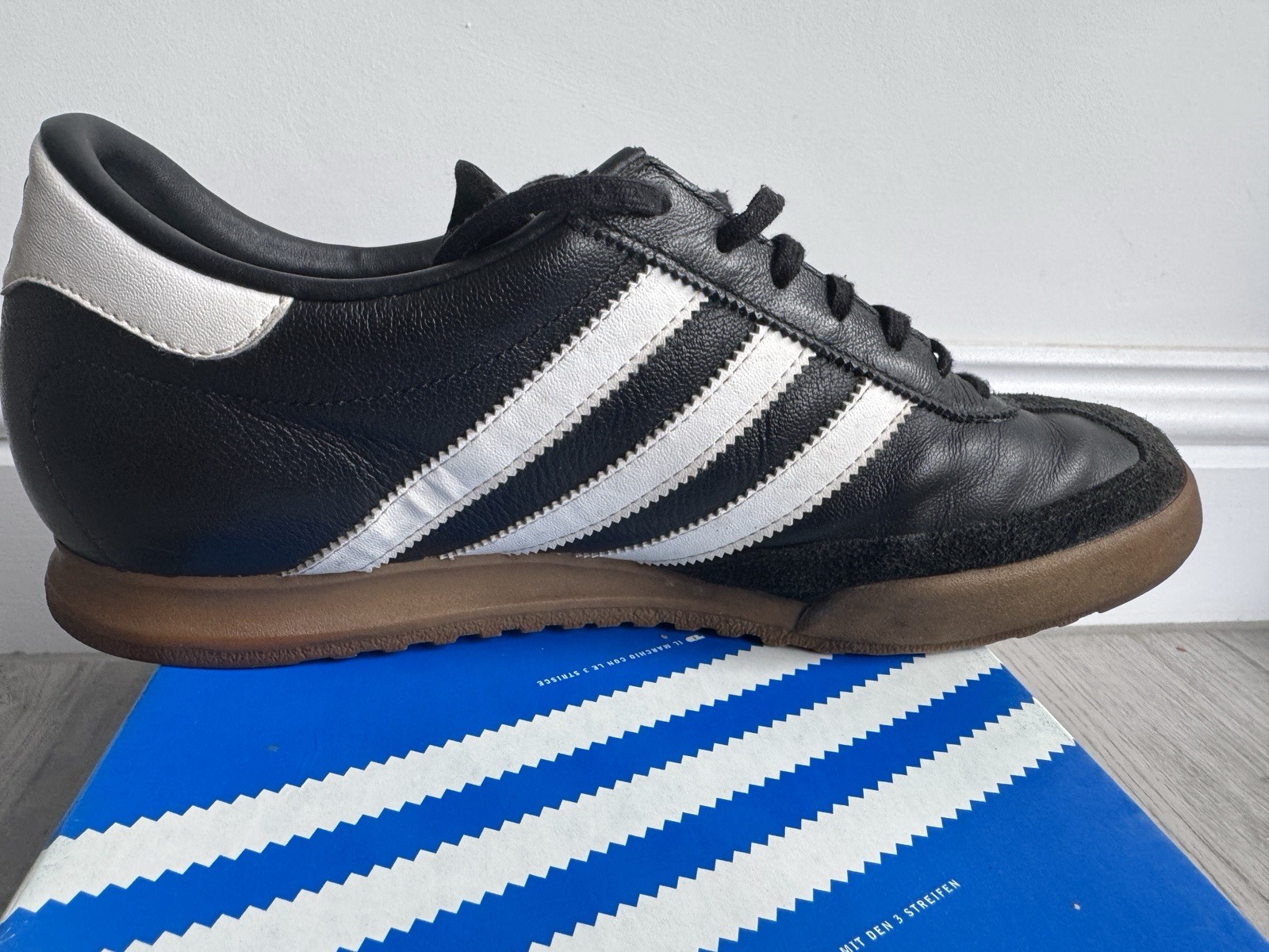 SAOLA Adidas Originals Beckenbauer Allround nero bianco suola in gomma rara taglia UK 10