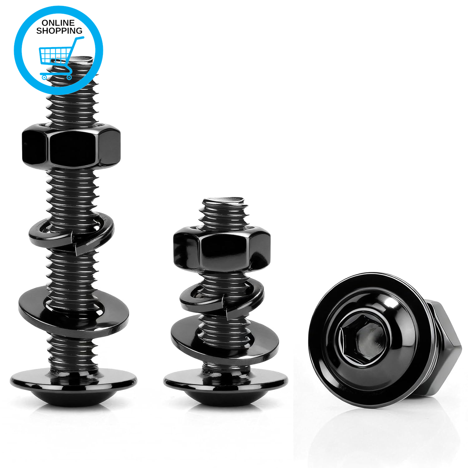 12Pcs Bolts M4X40 Mm Flanged Allen Bolts Black Oxide 304 Stainless Steel Nuts an