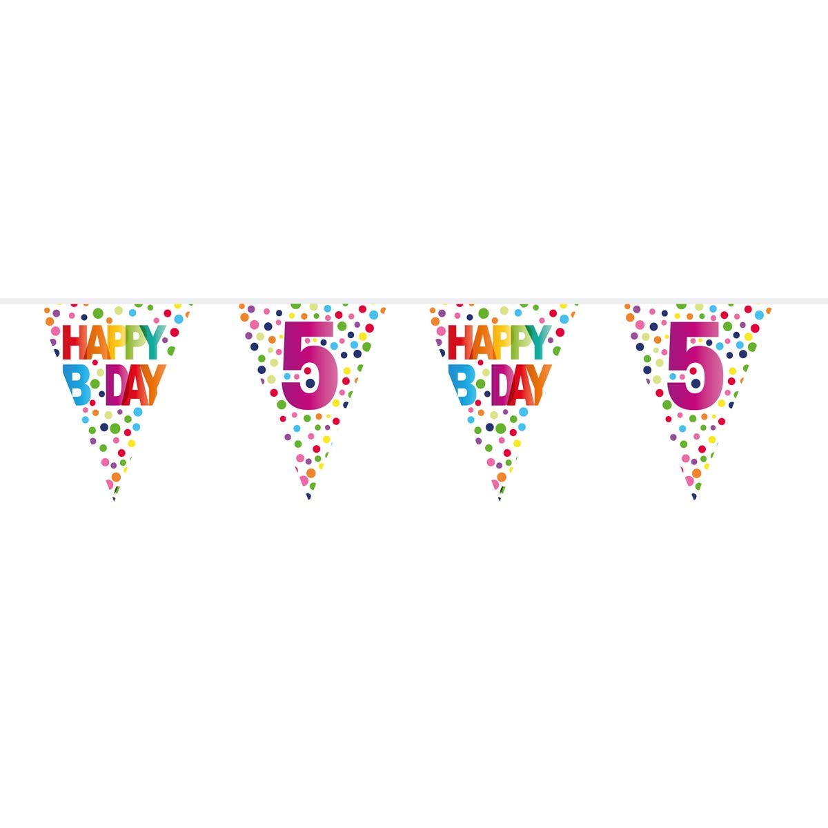 Folat 27105 4th Birthday Happy Bday Dots Bunting Garland-10 m Multi Colors 2990₽