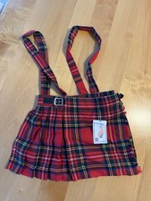NWT Wool Tartan Plaid Pleat Kilt Brace Suspender Buckle Fringe Scotland See Ad