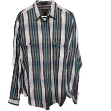 VTG Eddie Bauer ELKHORN TWILL Cotton Shirt Made in USA Button Up Men Large 90s