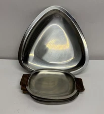 Danish Stainless Steel Serving Dish & Handled Trays Set Of 4 Tableware