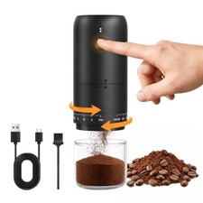 Portable Electric Burr Coffee Bean Grinder - 90 Precision Settings - Black