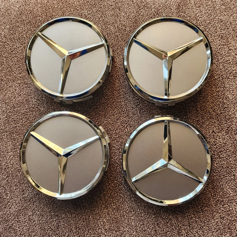 4x Mercedes Benz Center Caps Matte Silver 2.95Inch/75mm Fits Most Models - Image 2 of 4