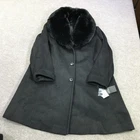 Lauren Ralph Lauren Wool Coat Womens 22W Black Faux Fur Collar Single Breasted