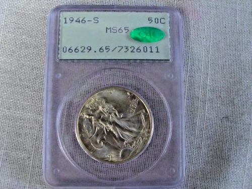 1946-S Walking Liberty Silver Half Dollar 50C PCGS MS65