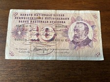 SWITZERLAND 10 FRANCS 5th SERIES SWISS SUIESSE 1969 Beautiful Banknote! No Resrv