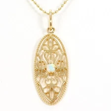 agete 10K Yellow gold Necklace Opal About2.0g About45cm Free shipping Used