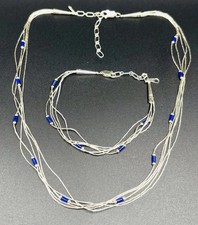 Vintage Native Navajo 925 Silver Liquid Multi-Strand Necklace Bracelet Set