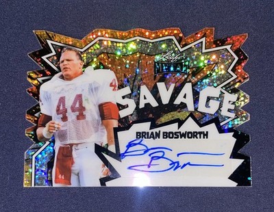 2025 Brian Bosworth Leaf Metal Savage Auto #7/10 Die-cut Autograph Seattle OU
