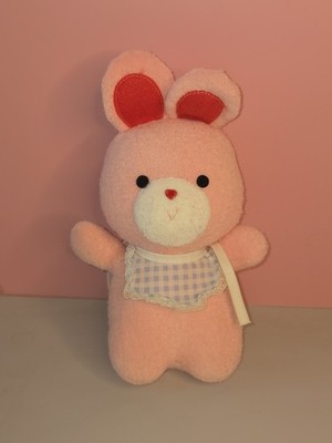 Vintage Applause Terry Babies Pink Bunny Rattle Plush Lovey Terrycloth 