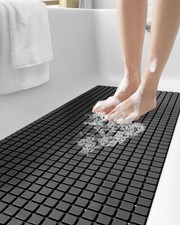 Dexi Extra Large Black Bath Mat 39X16 Non Slip Suction Cup Shower Mat
