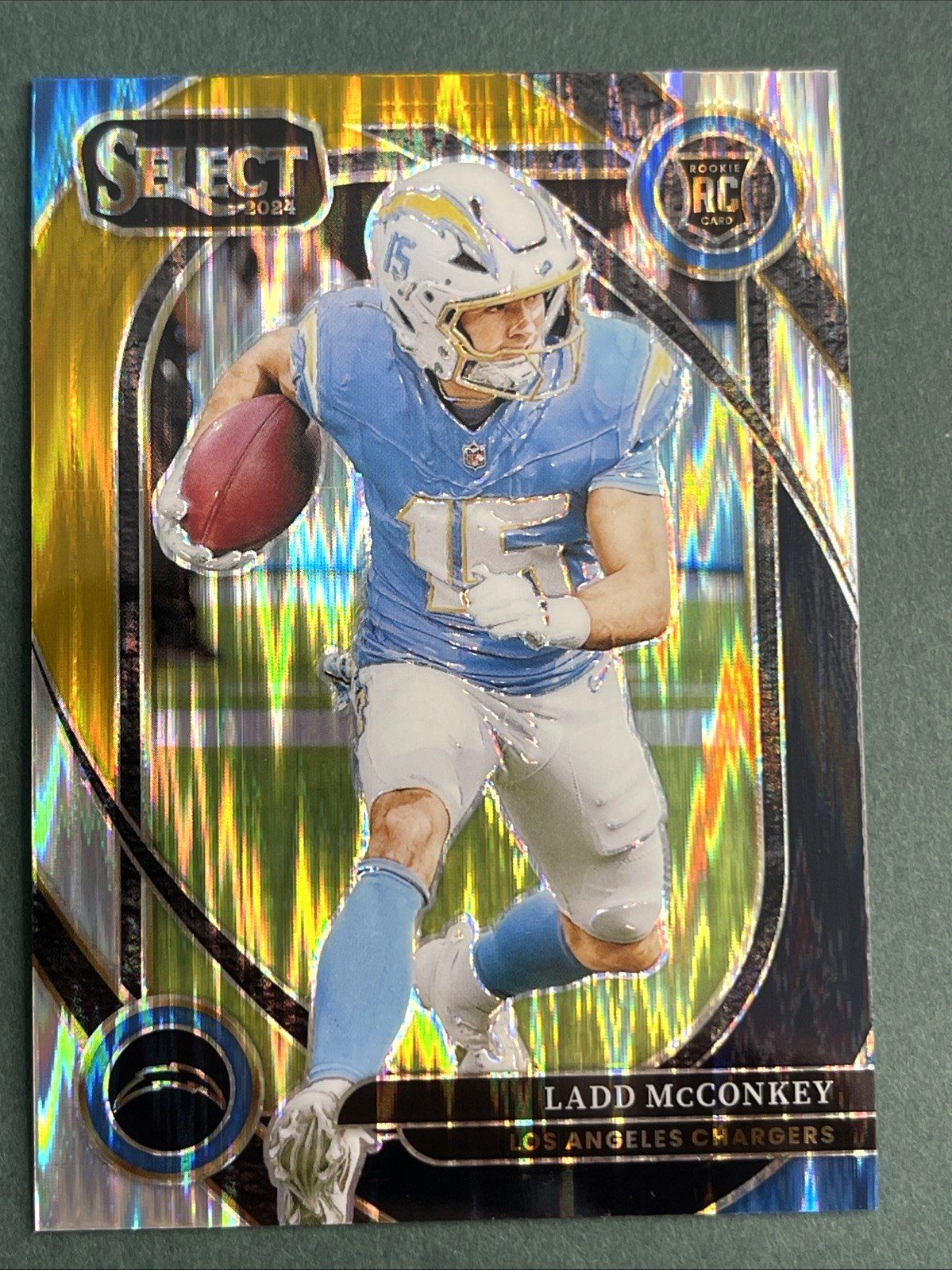 Ladd McConkey 2024 Panini Select Black & Gold Shock Prizm Rookie Card #268