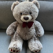 Large 25  Teddy Bear Plush Red Velvet Bow Plush Brown Woodland Stuffed Animal