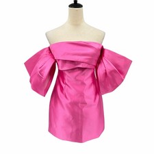 Luxxel XS/S Hot Pink Off the Shoulder Structured Puff Sleeve Mini Cocktail Dress