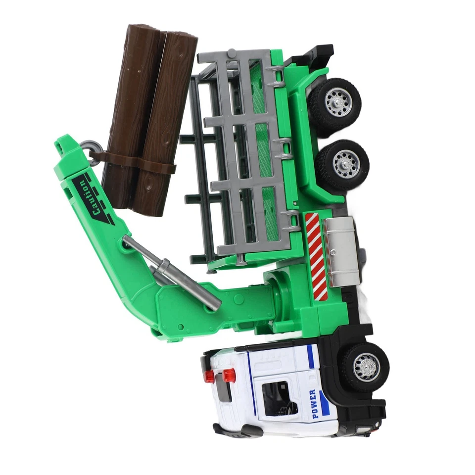 (Green)Logging Truck Toy 1:32 Loading Tractor Log Truck Toy Tilting Loading - Image 2 of 4