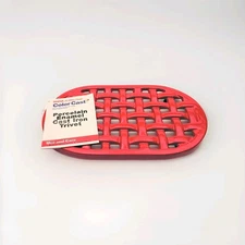 NEW Cast Iron Trivet Stunning Bright Red 9-1/4 x 5-3/4 Colorcast Brand Rustproof