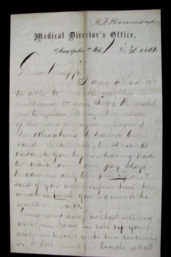 CIVIL WAR ANNAPOLIS MARYLAND HOSPITAL LETTER -FULL OF WOUNDED 1864