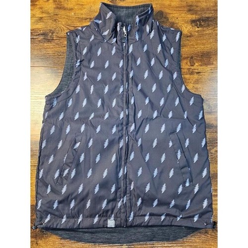 Grateful Dead Section 119 Reversible Vest Pockets SZ Mens Small Lightning Jacket