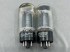 Matched GE 6L6GB Power Tubes Black Plates Top D Getters 1956 Test NOS