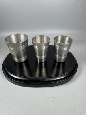 Vintage Smithsonian Institution Steel Pewter Shot Cups Set of 3 2 