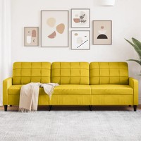 3-Sitzer Sofa Samt Gelb 210 Cm Breite Modernes Design