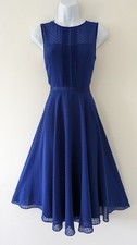 Ladies Hobbs Cobalt Blue Chiffon Fit & Flare Occasion/Party Dress Size UK 12