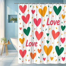Colorful Heart Love Shower Curtain - Cute Bathroom Decor