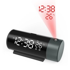 Projection Digital Alarm Clock with 180° Rotatable Projector Clear LED Display