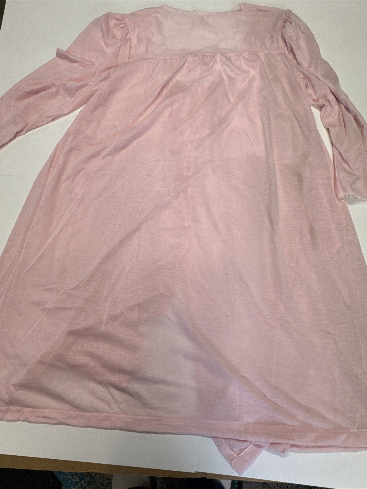 Vintage 2 Piece Pink MED/LG Nightgown & Robe Set Embellishment Lace Trim Soft